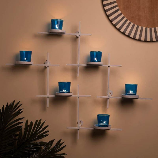 Buy Terra Luminaire Votive Trio (Blue) - Set Of Two Candle Holders from Vaaree