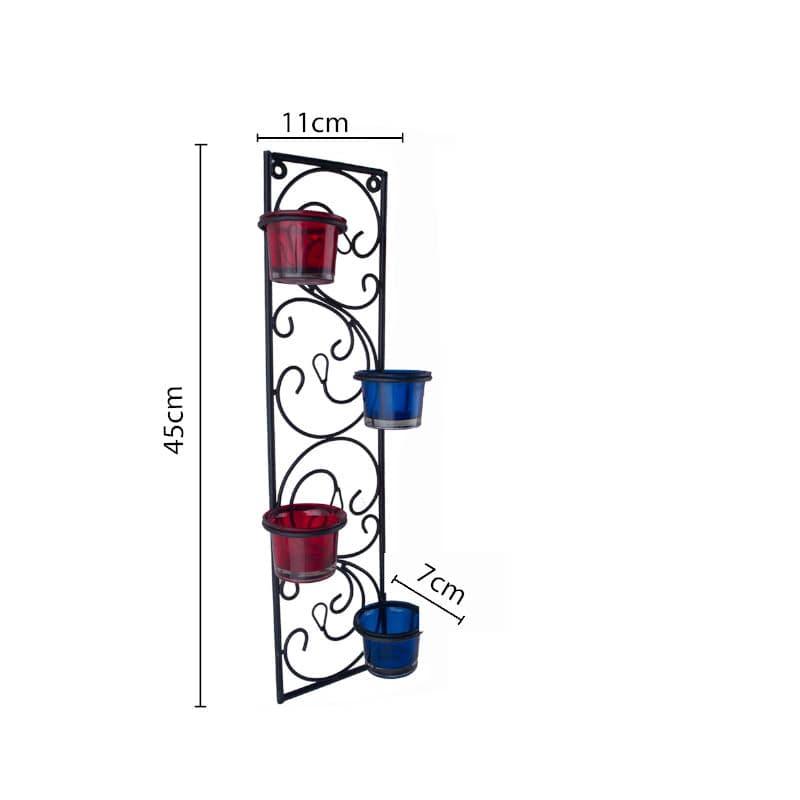 Buy Twisted Luminaire Candle Holder (Blue & Red) - Set Of Two Candle Holders from Vaaree