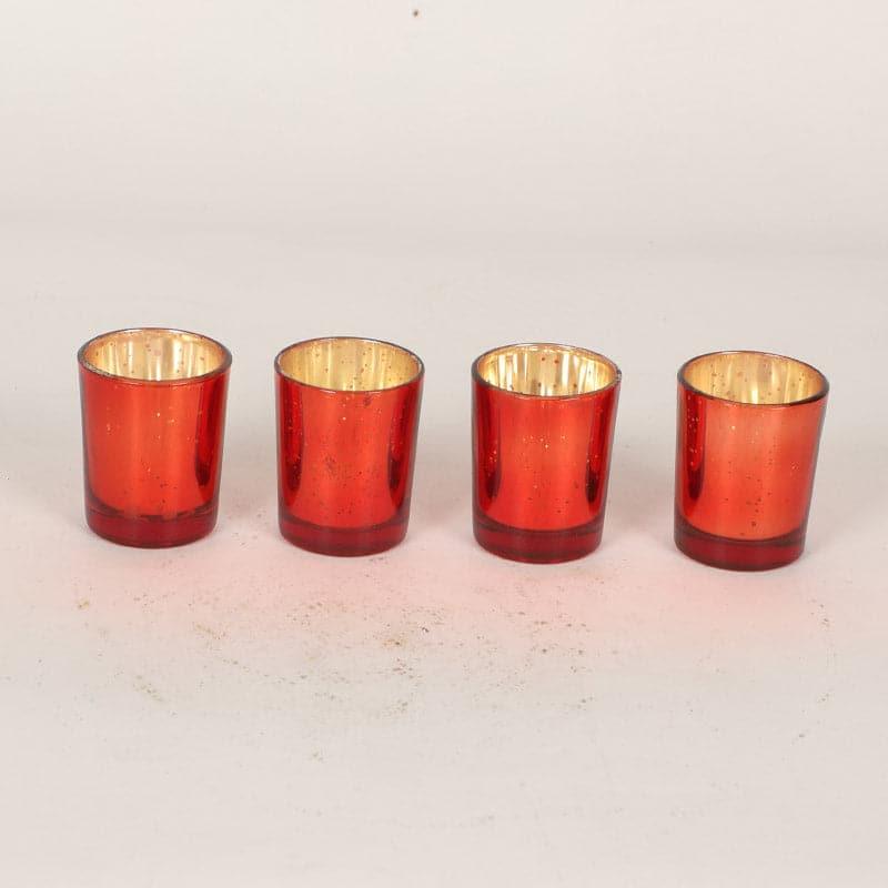 Tea Light Candle Holders - Vistra Phool Tealight Holder (Red) - Set Of Three