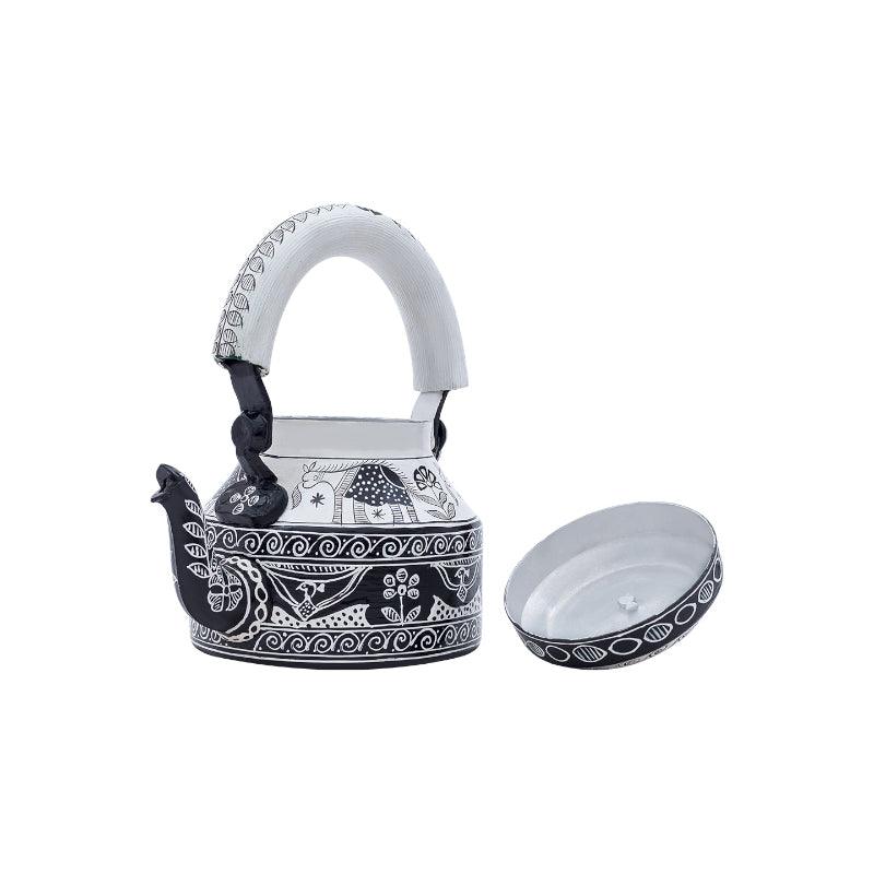 Tea Pot - Brew Serve Handpainted Tea Set (Black & White) - Seven Piece Set