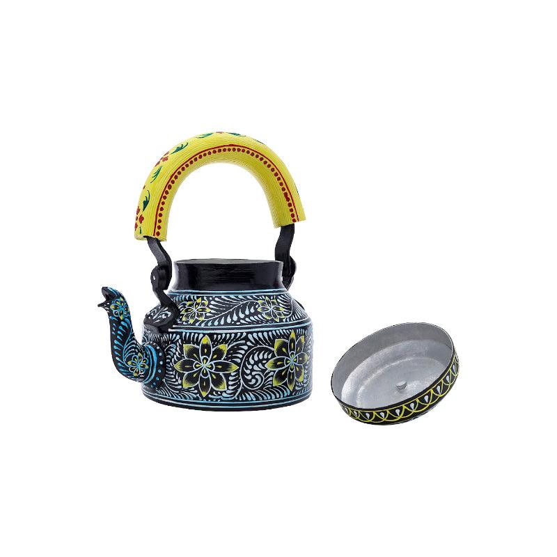 Tea Pot - Brew Serve Handpainted Tea Set (Black & Yellow) - Seven Piece Set