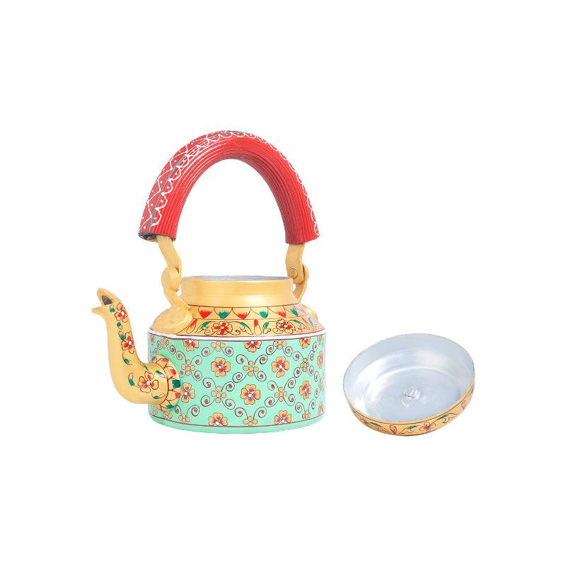 Tea Sets & Tea Pots - Brew Serve Handpainted Tea Set (Aqua Green & Yellow) - Seven Piece Set