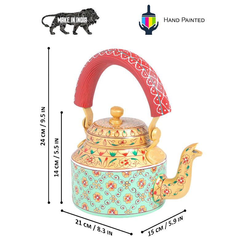 Tea Sets & Tea Pots - Brew Serve Handpainted Tea Set (Aqua Green & Yellow) - Seven Piece Set