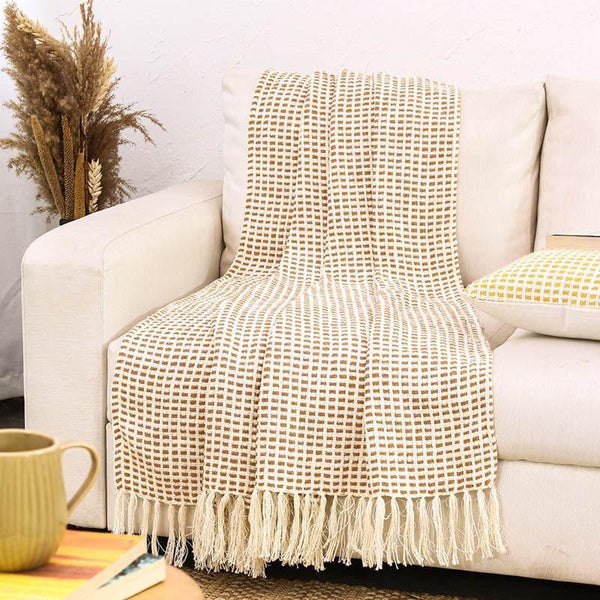 Buy Throws - Meira Checkered Throw - Brown at Vaaree online