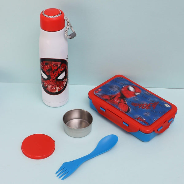 Tiffin Box & Storage Box - Amazing Spiderman Lunch Box 700 ML With 600 ML Water Bottle - Two Piece Set