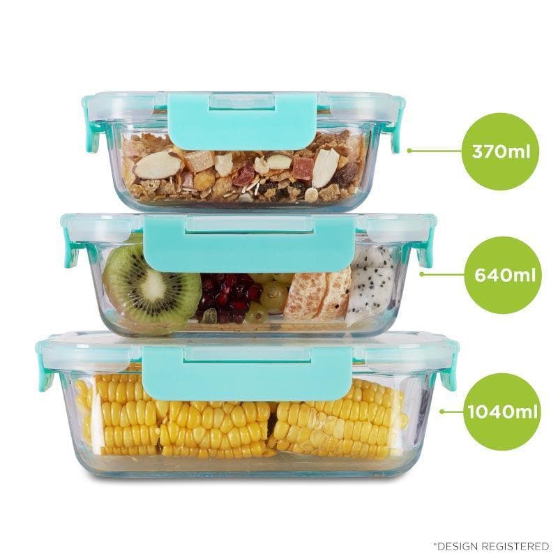 Buy Bauble Glass Container (370, 640 & 1040 ML) - Set Of Three Tiffin Box & Storage Box from Vaaree