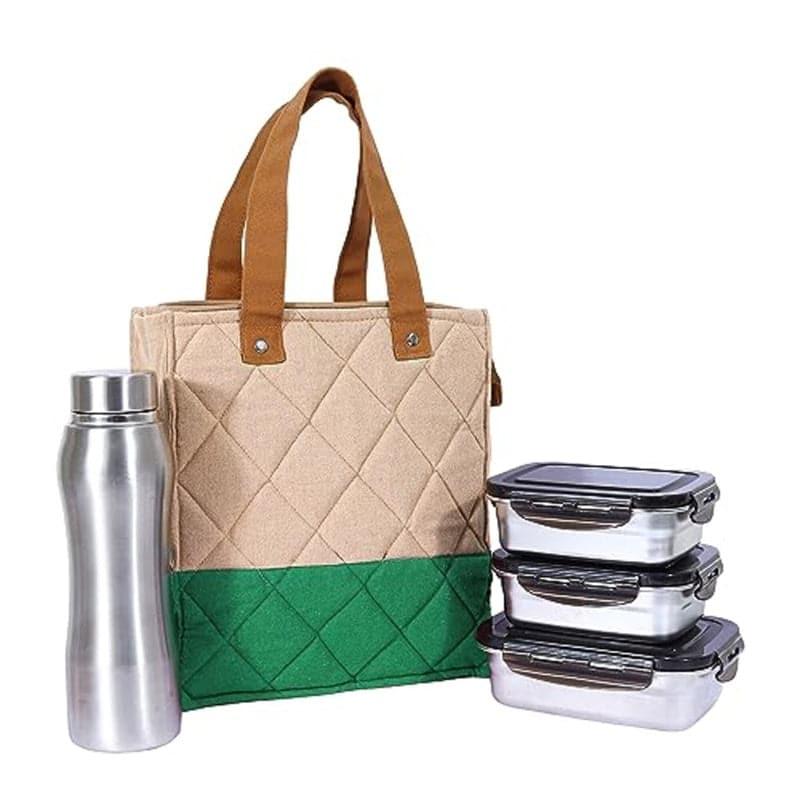 Tiffin Box & Storage Box - Bento Bundle Lunch Combo (Green) - Set Of Five