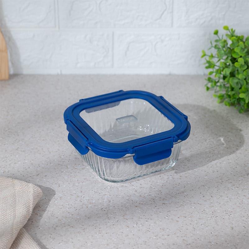 Tiffin Box & Storage Box - Blue Triva Glass Lunch Box (800 ML) - Set Of Four