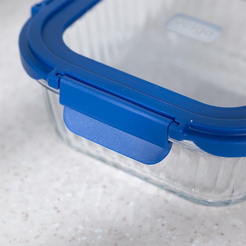 Tiffin Box & Storage Box - Blue Triva Glass Lunch Box (800 ML) - Set Of Four
