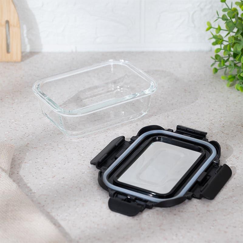 Tiffin Box & Storage Box - Boro Glass Lunch Box (Black) - 370 ML