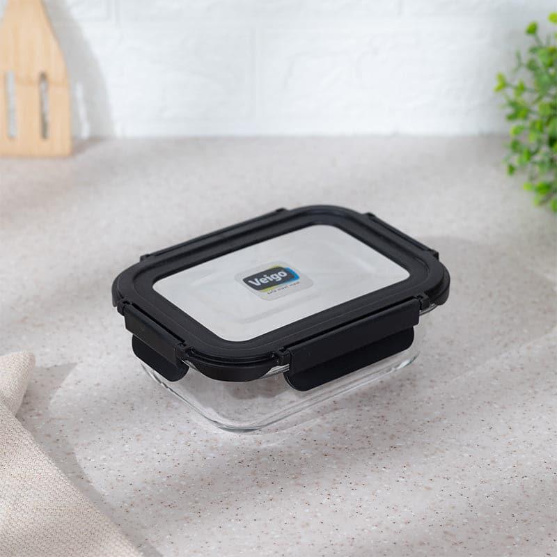 Tiffin Box & Storage Box - Boro Glass Lunch Box (Black) - 640 ML