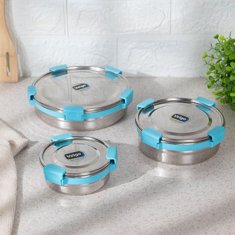 Buy Clip Lock Aqua Lunch Box (320/700/950 ML) - Set Of Three Tiffin Box & Storage Box from Vaaree