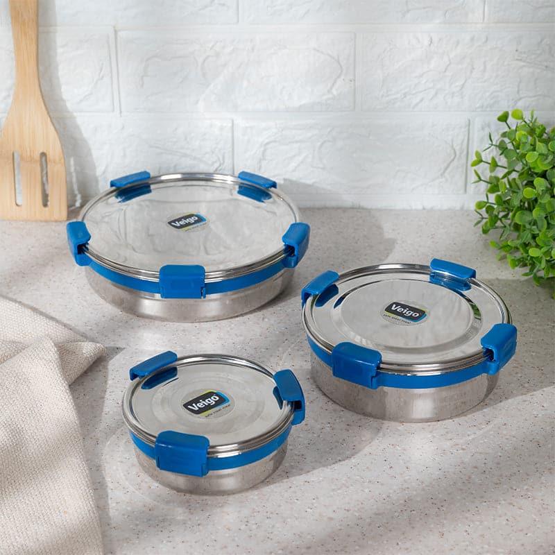 Buy Clip Lock Dark Blue Lunch Box (320/700/950 ML) - Set Of Three Tiffin Box & Storage Box from Vaaree