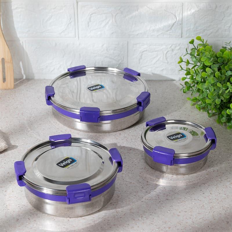 Buy Clip Lock Purple Lunch Box (320/700/950 ML) - Set Of Three Tiffin Box & Storage Box from Vaaree