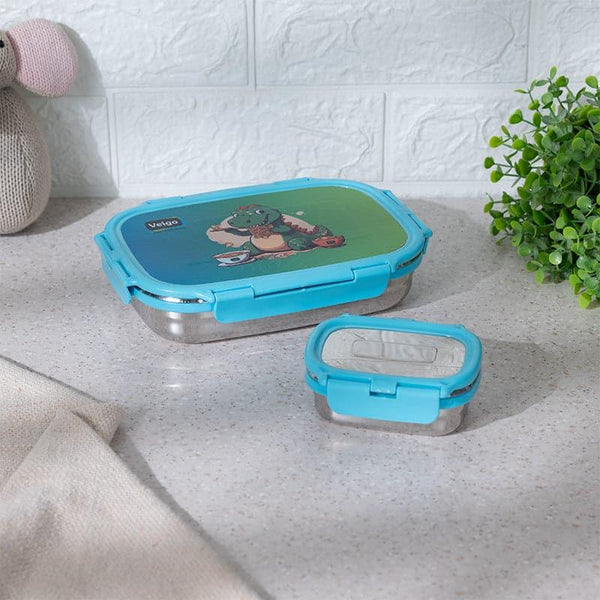 Tiffin Box & Storage Box - Croc Whimsy Blue Lunch Box (950/180 ML) - Two Piece Set
