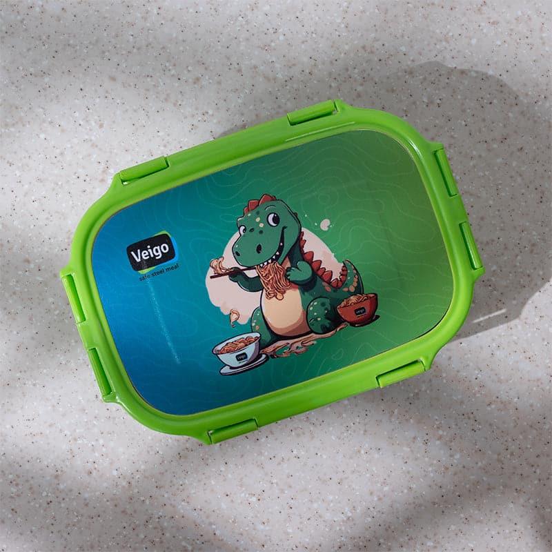 Tiffin Box & Storage Box - Croc Whimsy Green Lunch Box (950/180 ML) - Two Piece Set