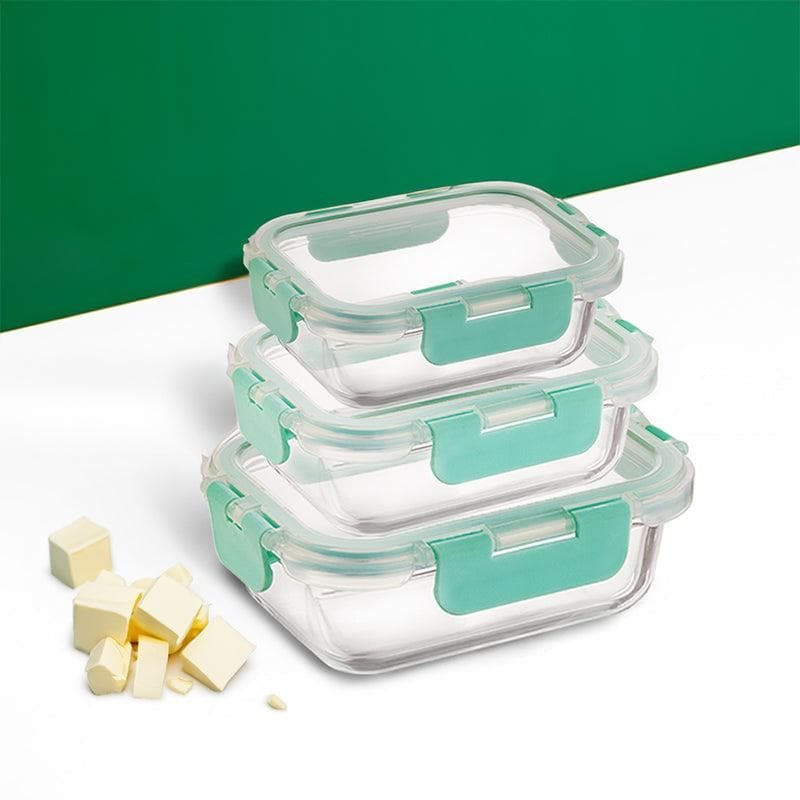 Buy Crusade Glass Container (370, 640,1040 ML) - Set Of Three Tiffin Box & Storage Box from Vaaree