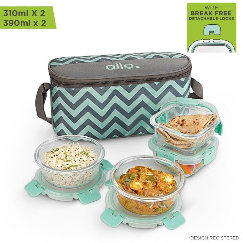 Buy Crusade Glass Container (390 & 640 ML) - Set Of Four Tiffin Box & Storage Box from Vaaree