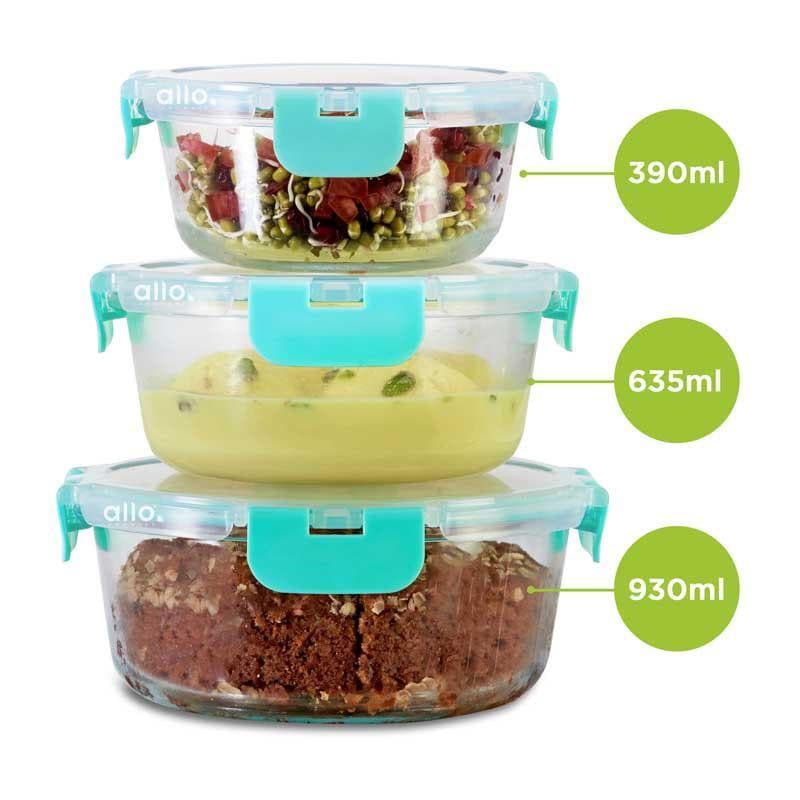 Buy Crusade Round Glass Container (390, 635 & 930 ML) - Set Of Three Tiffin Box & Storage Box from Vaaree