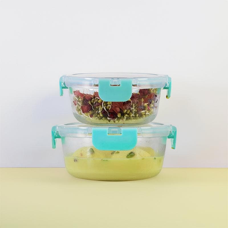 Buy Crusade Round Glass Container (390 & 635 ML) - Set Of Two Tiffin Box & Storage Box from Vaaree