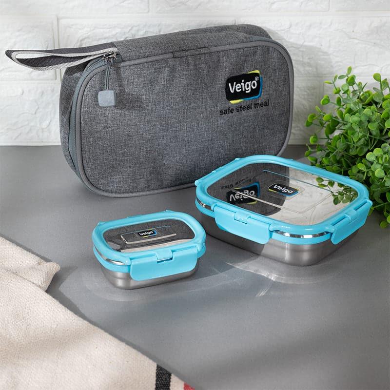 Buy Delica Aqua Lunch Box With Pouch (630/180 ML) - Two Piece Set Tiffin Box & Storage Box from Vaaree