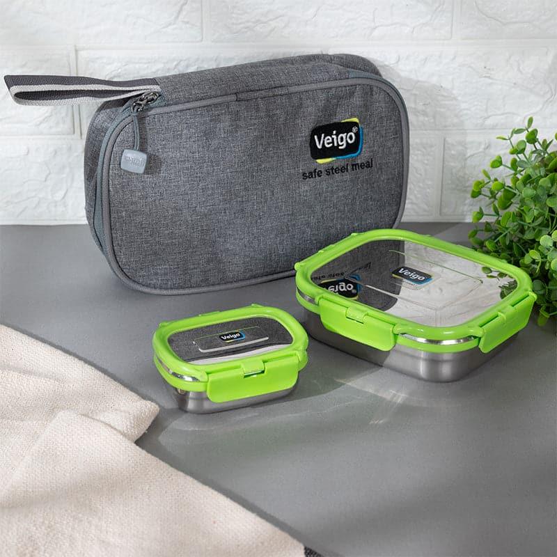 Buy Delica Green Lunch Box With Pouch (630/180 ML) - Two Piece Set Tiffin Box & Storage Box from Vaaree