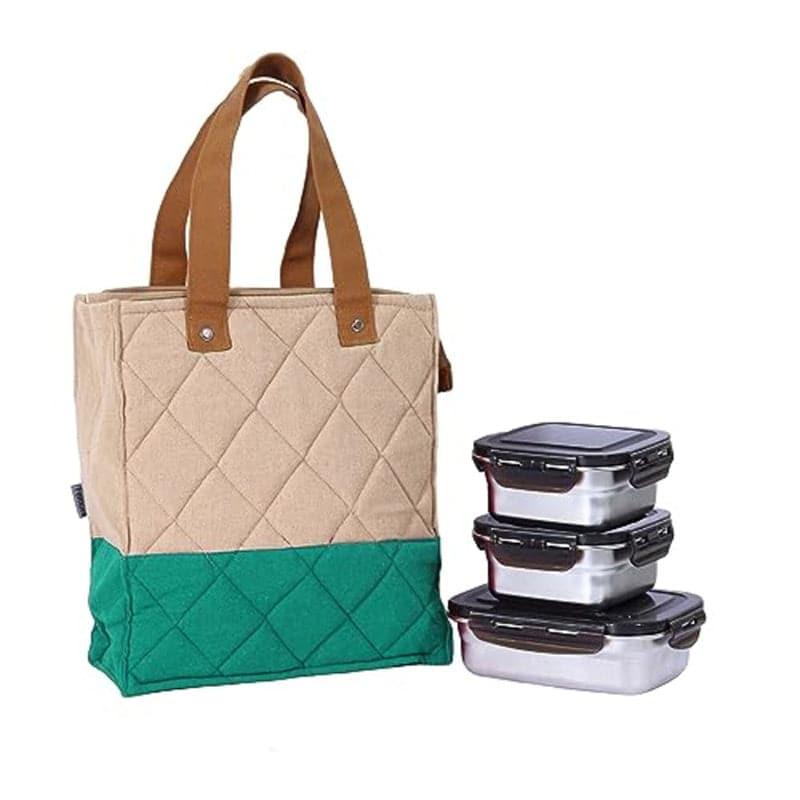 Tiffin Box & Storage Box - Delicacy Pack Lunch Combo (Green) - Set Of Four