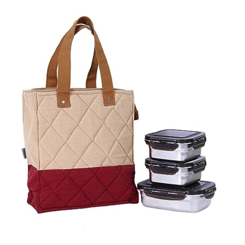 Tiffin Box & Storage Box - Delicacy Pack Lunch Combo (Red) - Set Of Four