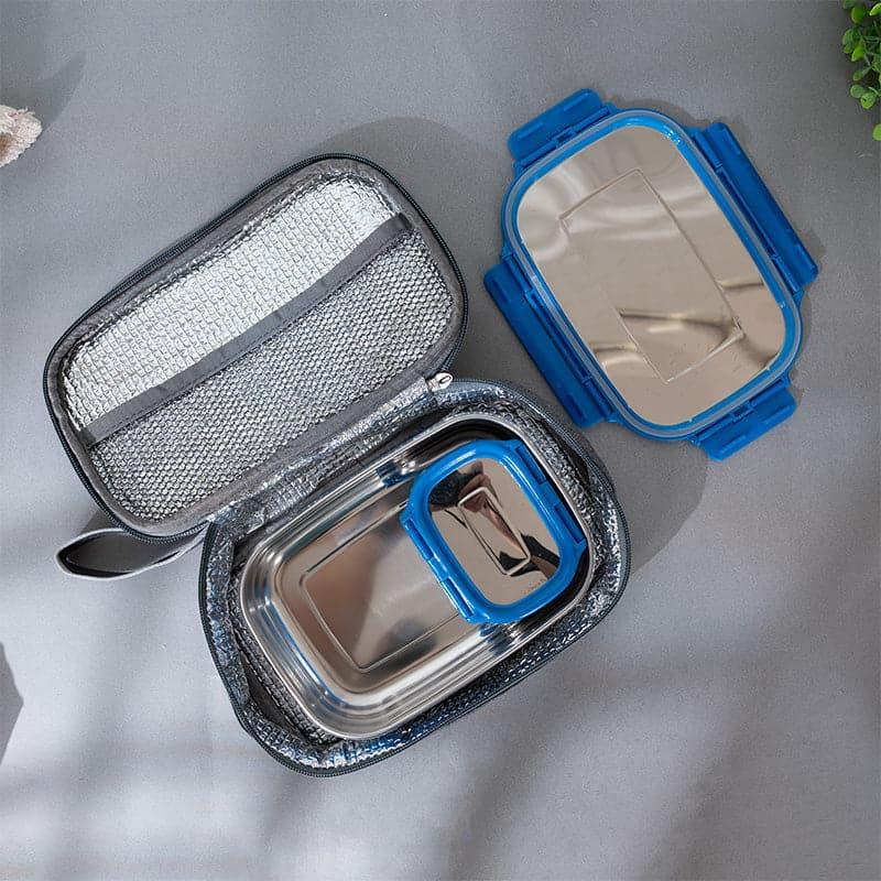 Buy Delico Pack Light Blue Lunch Box With Insulated Pouch (950 ML /180 ML) - Two Piece Set Tiffin Box & Storage Box from Vaaree