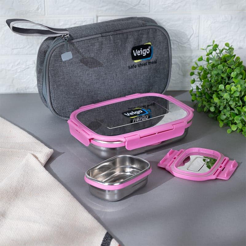 Buy Delico Pack Pink Lunch Box With Insulated Pouch (950 ML /180 ML) - Two Piece Set Tiffin Box & Storage Box from Vaaree