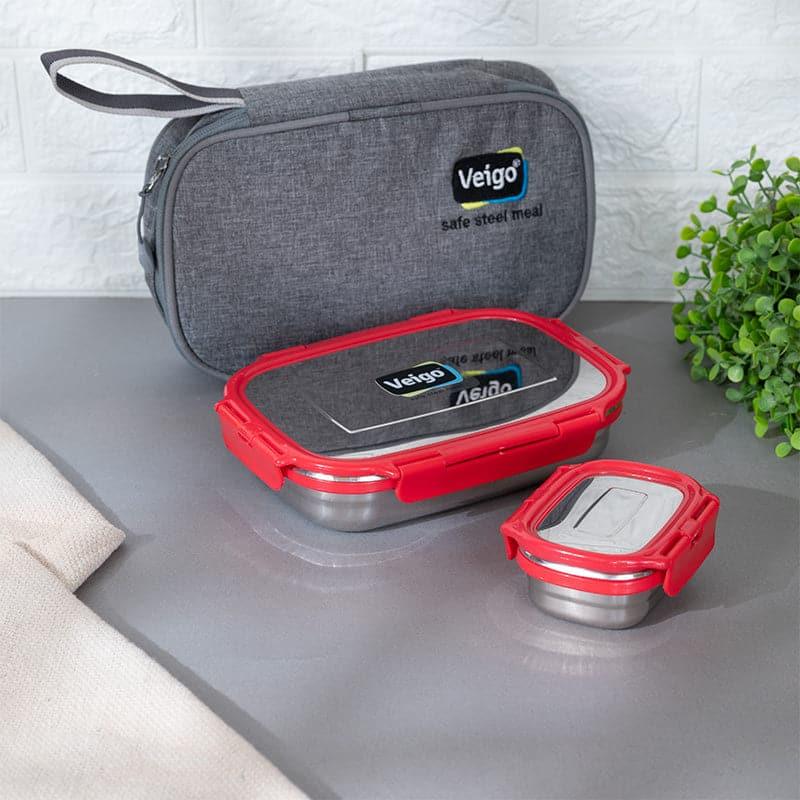 Buy Delico Pack Red Lunch Box With Insulated Pouch (950 ML /180 ML) - Two Piece Set Tiffin Box & Storage Box from Vaaree