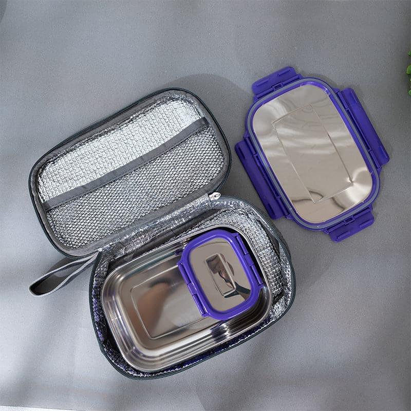 Tiffin Box & Storage Box - Delico Pack Violet Lunch Box With Insulated Pouch (950 ML /180 ML) - Two Piece Set