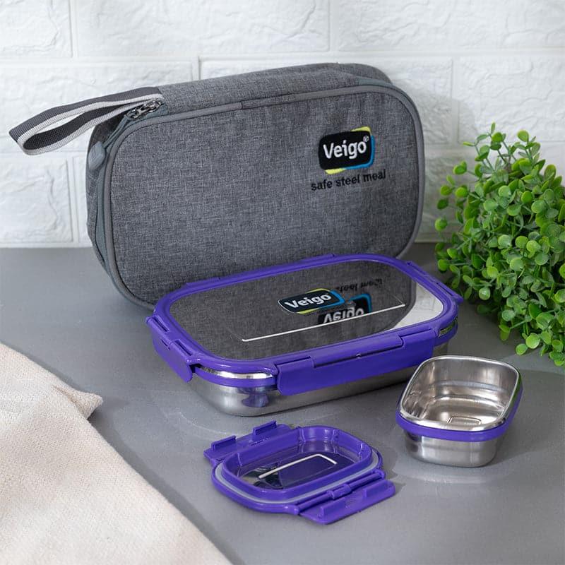 Buy Delico Pack Violet Lunch Box With Insulated Pouch (950 ML /180 ML) - Two Piece Set Tiffin Box & Storage Box from Vaaree