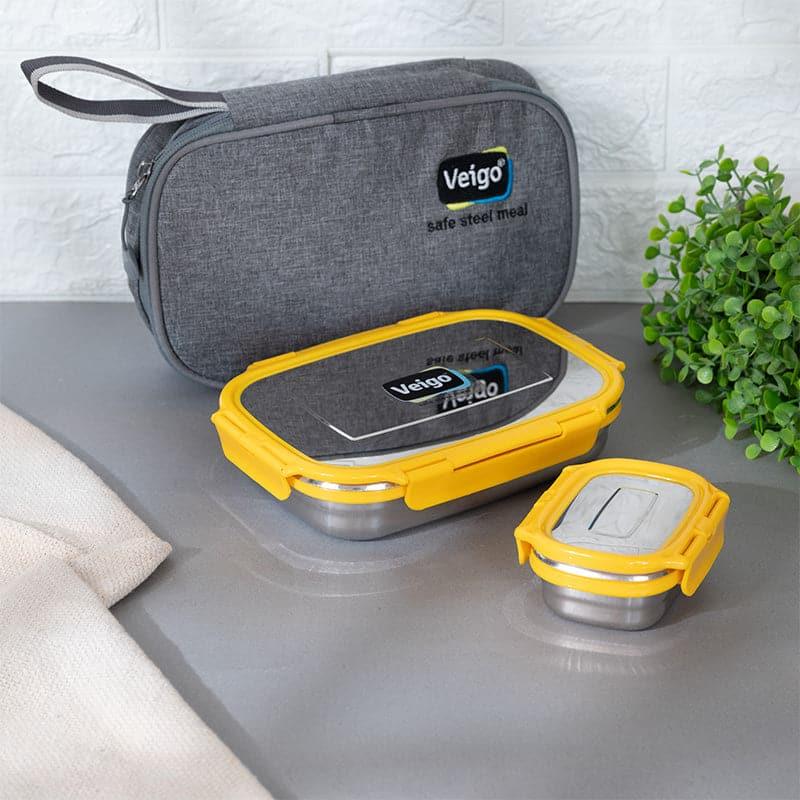 Buy Delico Pack Yellow Lunch Box With Insulated Pouch (950 ML /180 ML) - Two Piece Set Tiffin Box & Storage Box from Vaaree