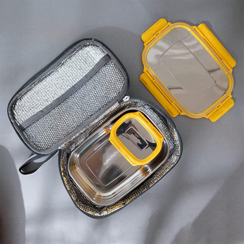 Buy Delico Pack Yellow Lunch Box With Insulated Pouch (950 ML /180 ML) - Two Piece Set Tiffin Box & Storage Box from Vaaree