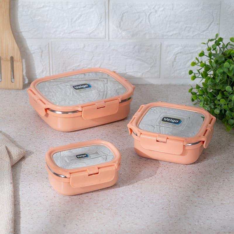 Buy Favour Stack Lunch Box (Peach) - Three Piece Set Tiffin Box & Storage Box from Vaaree