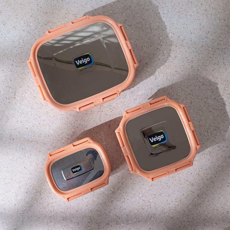 Tiffin Box & Storage Box - Favour Stack Lunch Box (Peach) - Three Piece Set