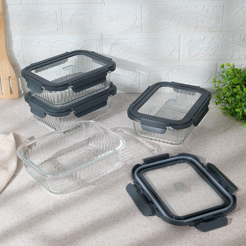 Buy Grey Triva Glass Lunch Box (1040 ML) - Set Of Four Tiffin Box & Storage Box from Vaaree