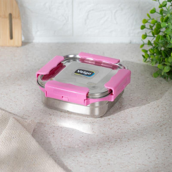 Tiffin Box & Storage Box - Hotserve Stainless Steel Lunch Box (Pink) - 450 ML