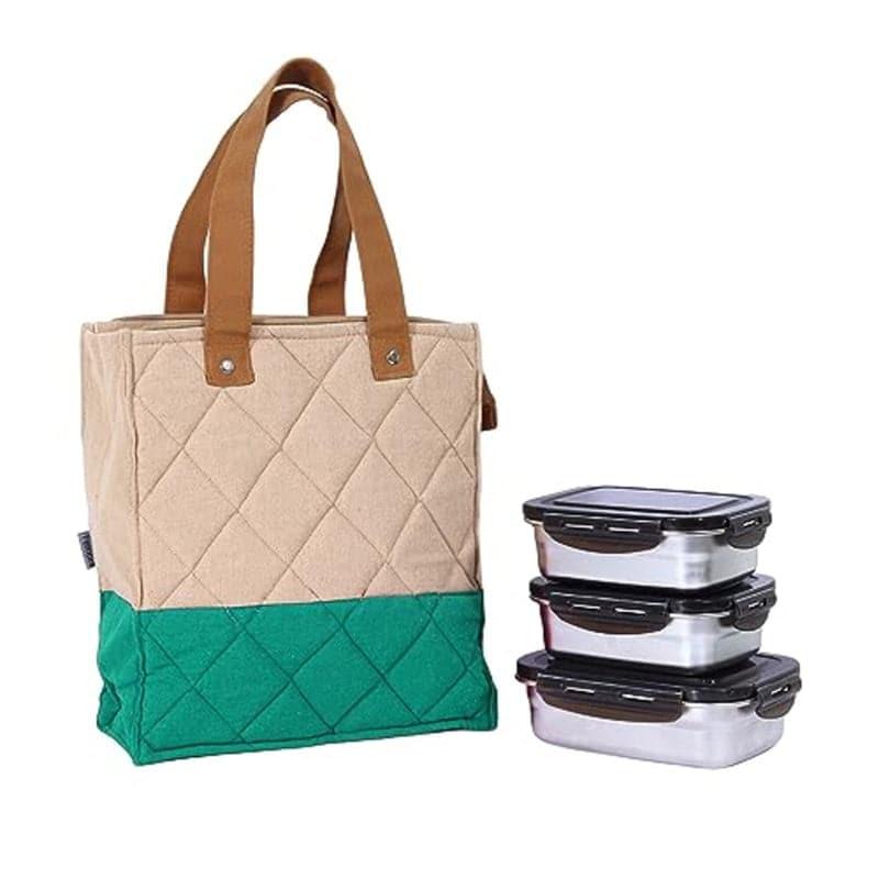 Tiffin Box & Storage Box - Hunger Pack Lunch Combo (Green) - Set Of Four