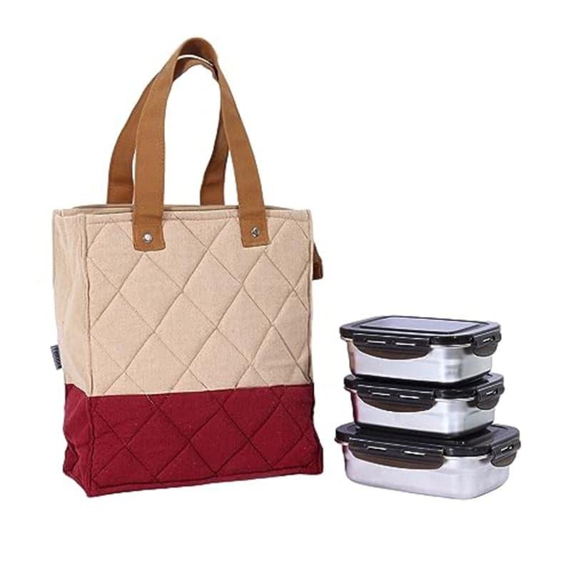 Tiffin Box & Storage Box - Hunger Pack Lunch Combo (Red) - Set Of Four