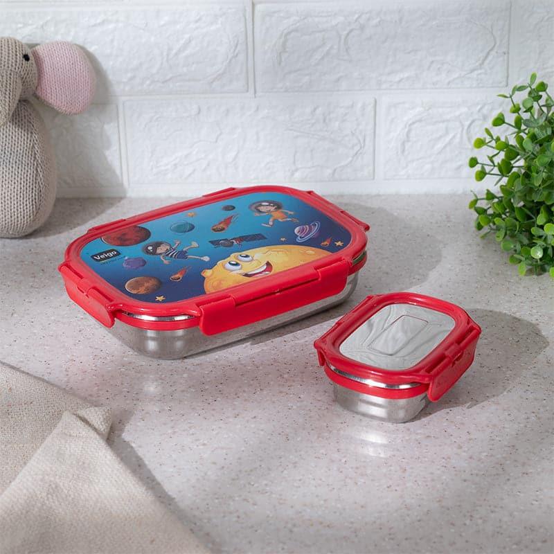 Tiffin Box & Storage Box - Jungle Holly Red Lunch Box (950/180 ML) - Two Piece Set