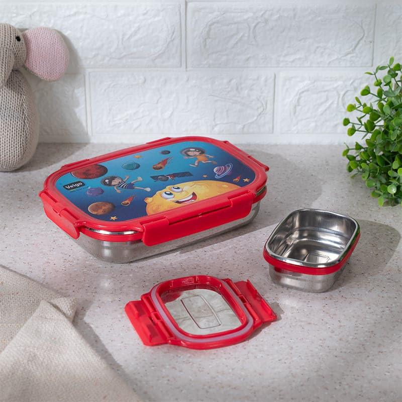 Tiffin Box & Storage Box - Jungle Holly Red Lunch Box (950/180 ML) - Two Piece Set