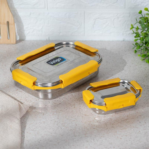 Tiffin Box & Storage Box - Ligo Yellow Lunch Box (950/200 ML) - Two Piece Set