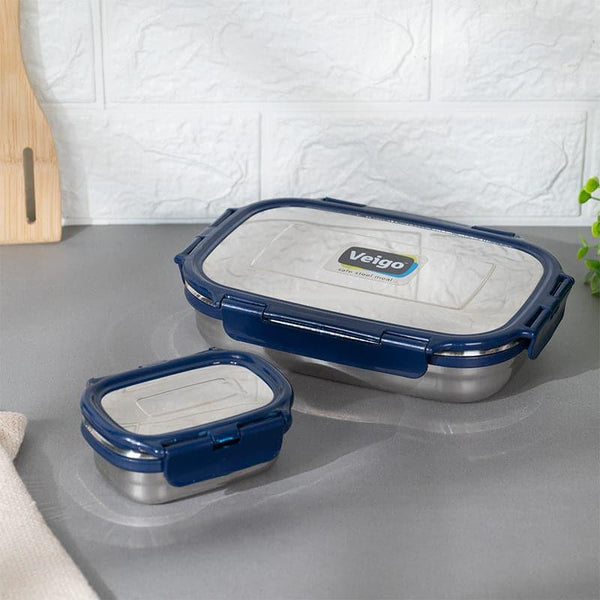 Buy Meal Master Navy Blue Steel Lunch Box (950/180 ML) - Two Piece Set Tiffin Box & Storage Box from Vaaree