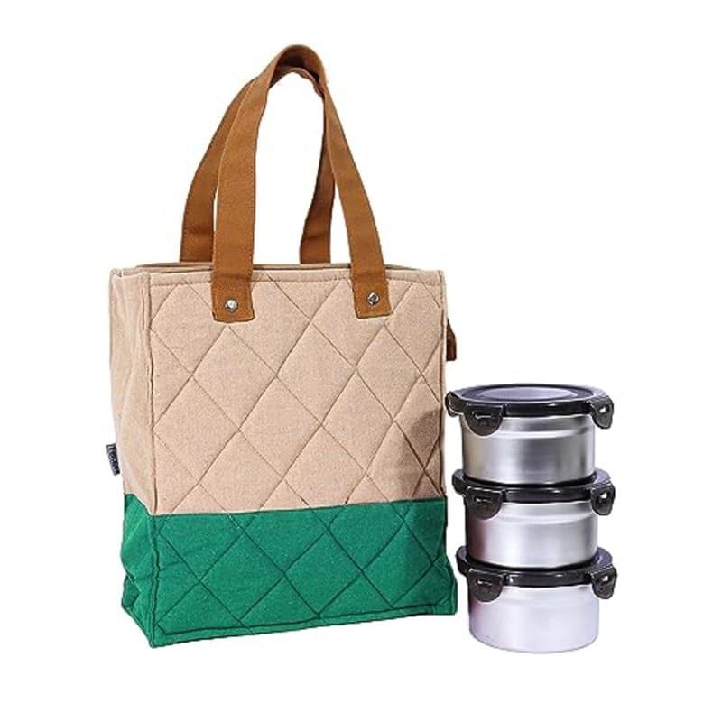 Tiffin Box & Storage Box - Nibble Pack Lunch Combo (Green) - Set Of Four