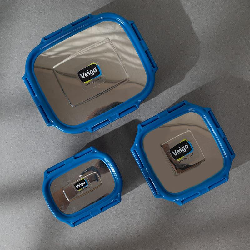 Buy Savory Sam Dark Blue Lunch Box (630/330/180 ML) - Three Piece Set Tiffin Box & Storage Box from Vaaree