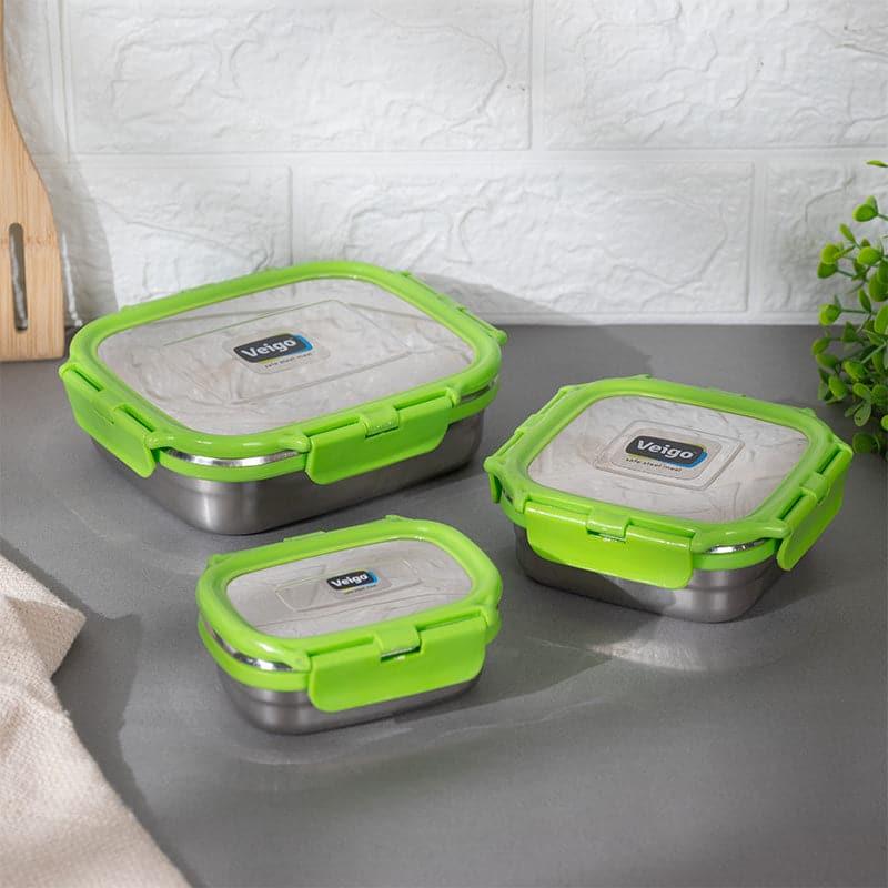 Buy Savory Sam Green Lunch Box (630/330/180 ML) - Three Piece Set Tiffin Box & Storage Box from Vaaree