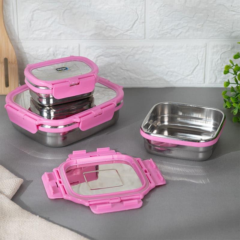 Buy Savory Sam Pink Lunch Box (630/330/180 ML) - Three Piece Set Tiffin Box & Storage Box from Vaaree