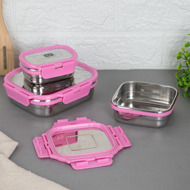 Buy Savory Sam Pink Lunch Box (630/330/180 ML) - Three Piece Set Tiffin Box & Storage Box from Vaaree